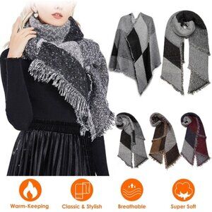 Women Winter Warm Scarf 74.8x25.6In Long Soft Knitted Shawl Extra Thick